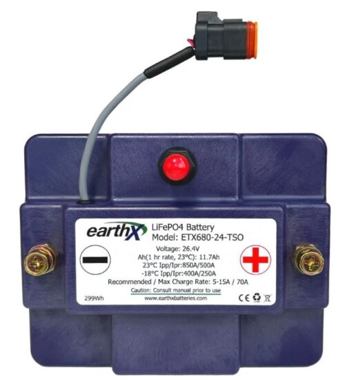 Top View of the EarthX 680-24-TSO Lithium Battery