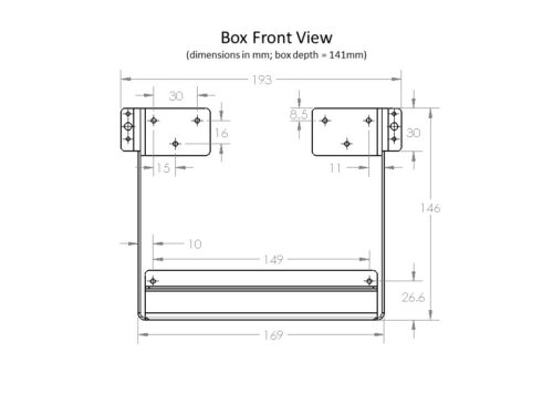 U Battery Box Front View Dimensions