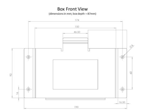 ETX680C Battery Box Front View Dimensions