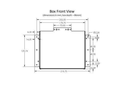 Front View Dimensions of BB-TH Thermal Battery Box For “E” Case